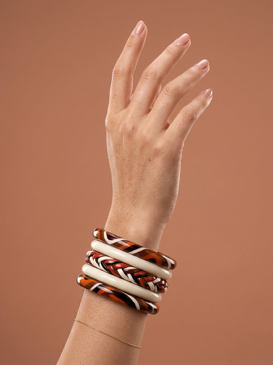 Terracotta Tribe Lac Bangle Set — Hand-Braided Lac Stack