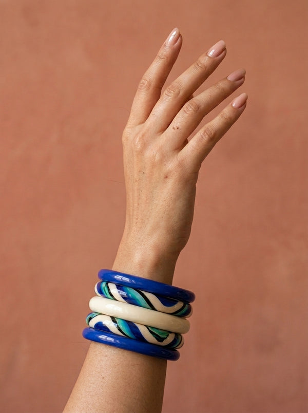 Indigo Weave Lac Bangle Set — Hand-Braided Lac Stack