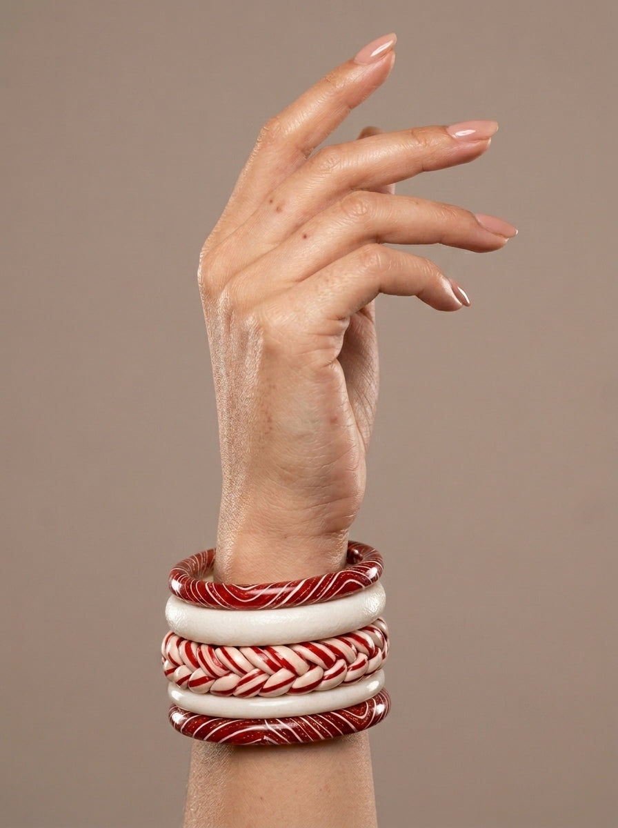 Veil Lac Bangle Set — Hand-Braided Lac Stack