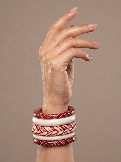 Veil Lac Bangle Set — Hand-Braided Lac Stack