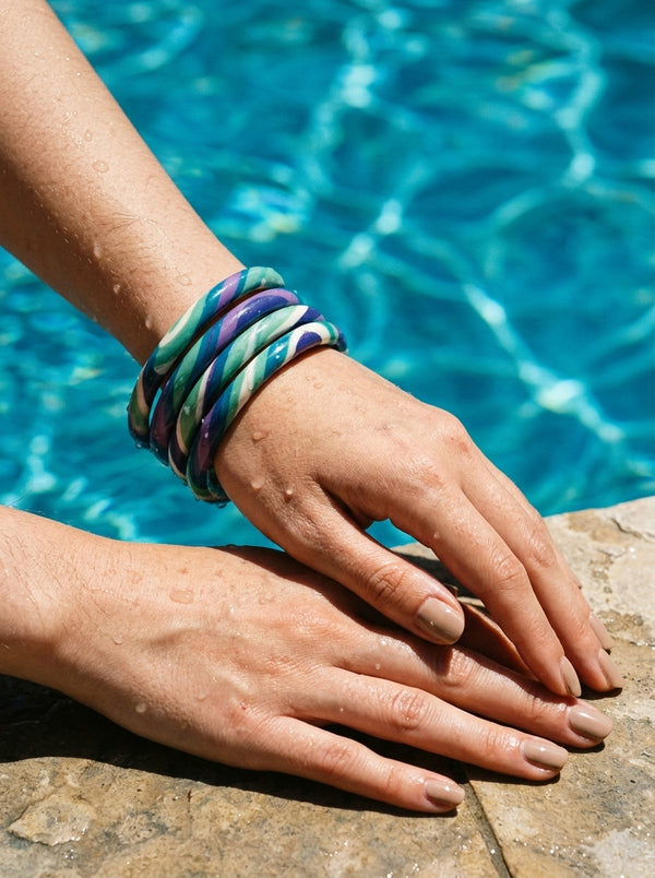 Peacock Twist Lac Bangle Set — Hand-Twisted Lac Stack