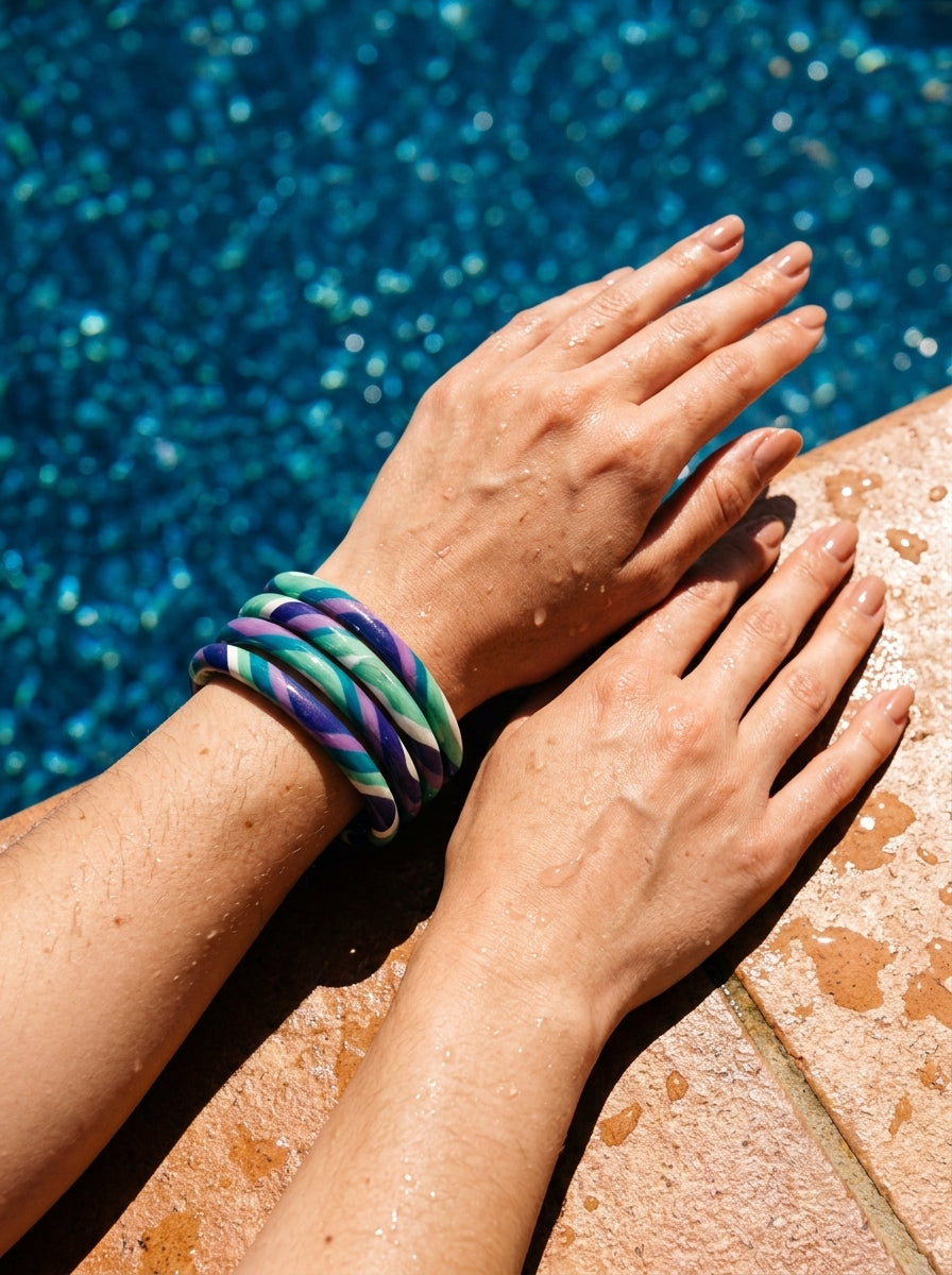 Peacock Twist Lac Bangle Set — Hand-Twisted Lac Stack