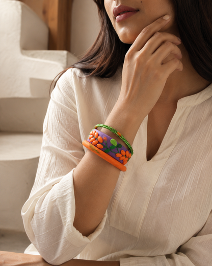 Purple & Orange Garden Clay Bangle