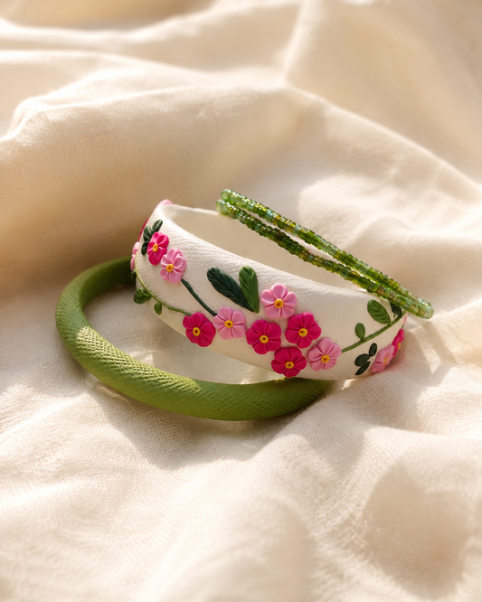 Pink Garden Vine Clay Bangle