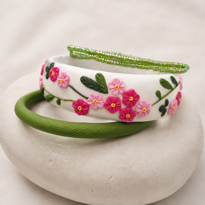 Pink Garden Vine Clay Bangle