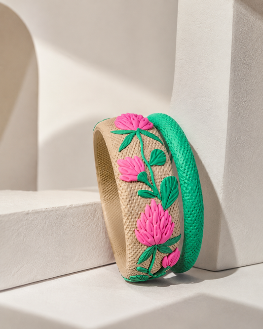 Pink Blossom Clay Bangle