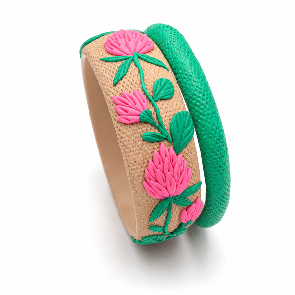 Pink Blossom Clay Bangle