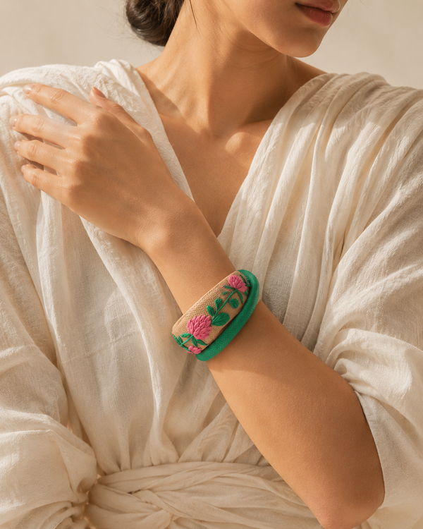 Pink Blossom Clay Bangle