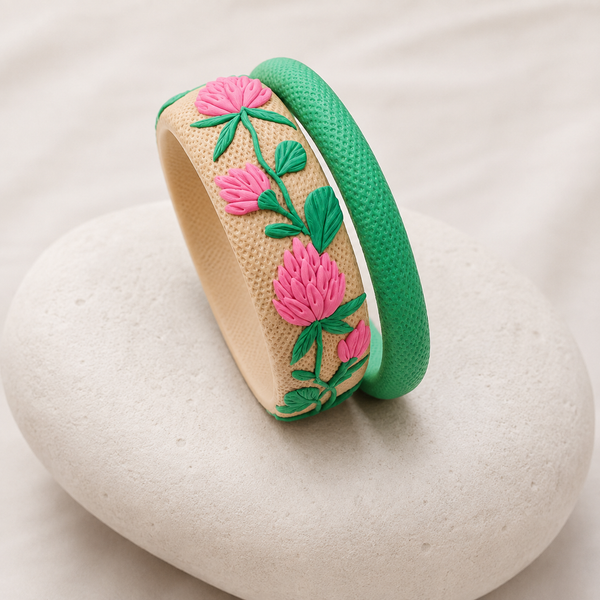 Pink Blossom Clay Bangle