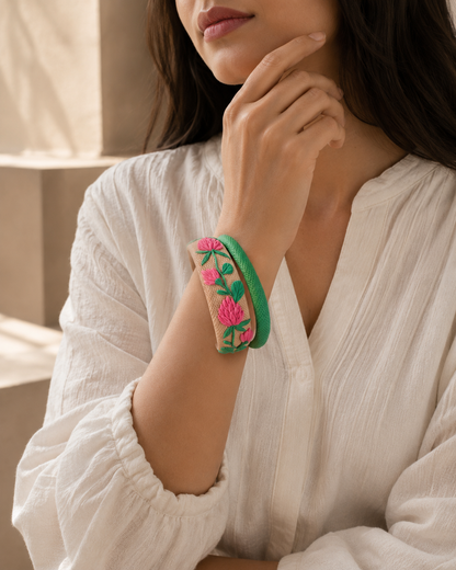 Pink Blossom Clay Bangle
