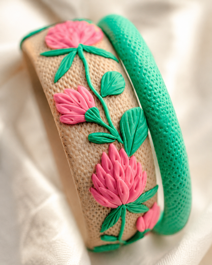 Pink Blossom Clay Bangle