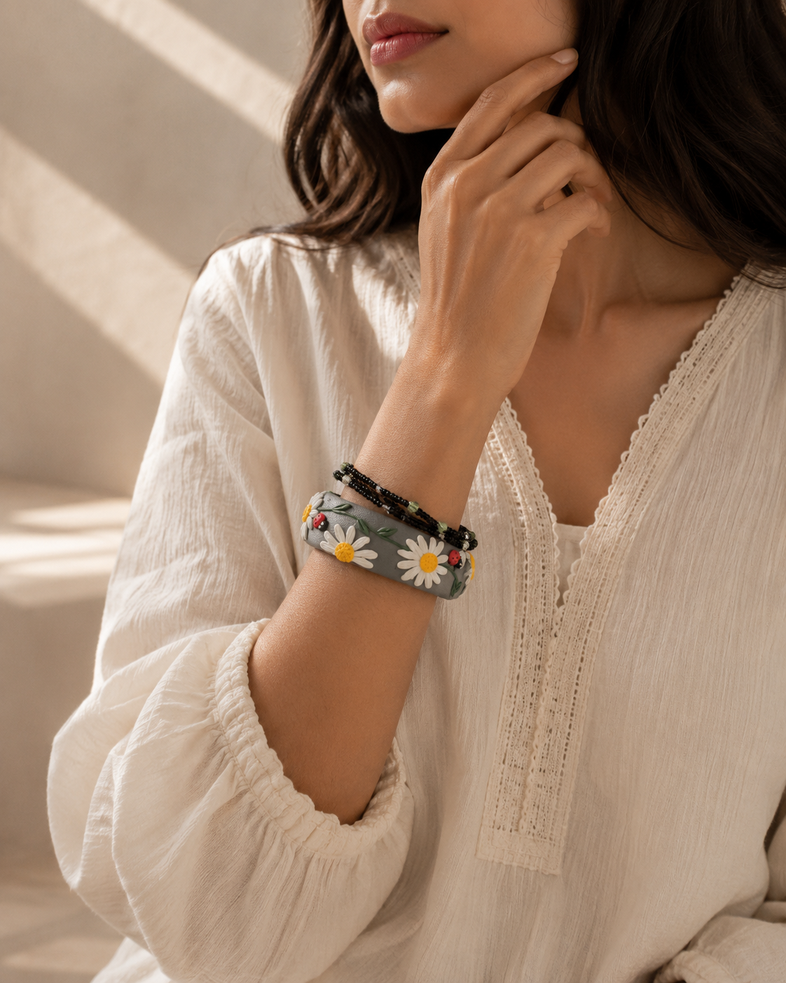 Mint Botanical Clay Bangle