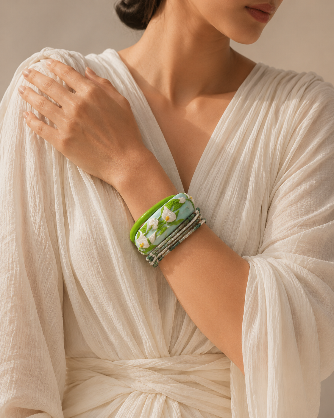 Daisy Garden Clay Bangle