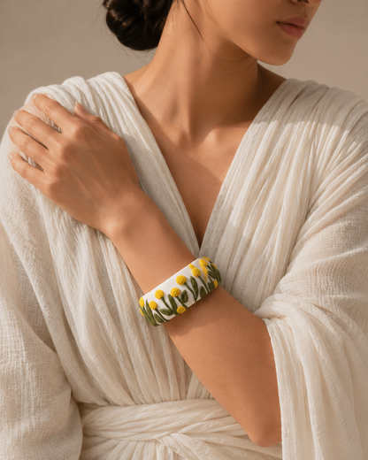 Yellow Wildflower Clay Bangle