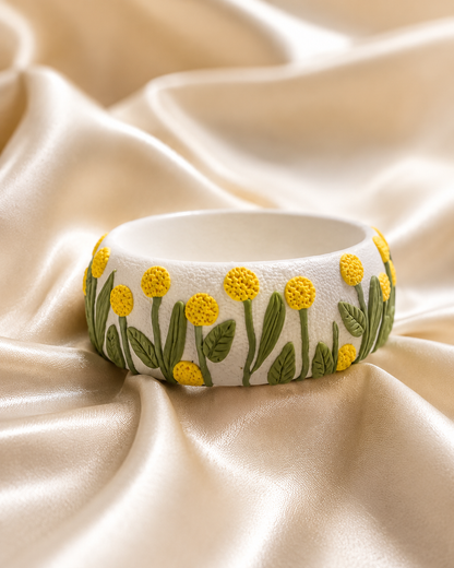 Yellow Wildflower Clay Bangle