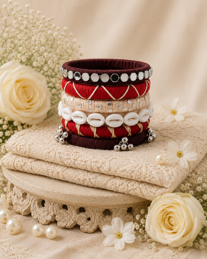 Navratri Special Red & Maroon Handmade Bangle Set