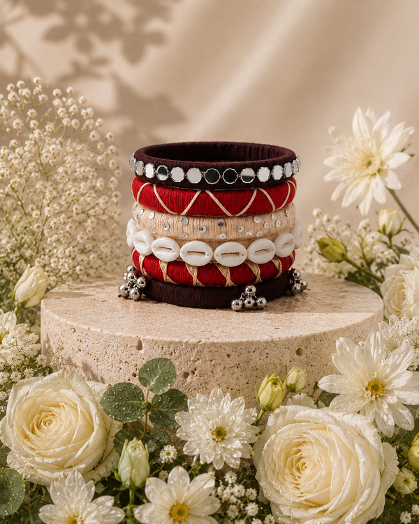 Navratri Special Red & Maroon Handmade Bangle Set