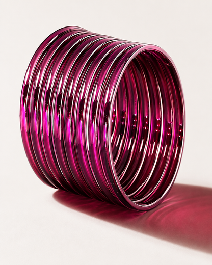 Magenta Jelly Bangles Set | Glossy Transparent Pink Bangles