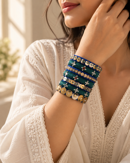 Ocean Blue Mirror Bangles