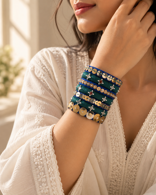 Ocean Blue Mirror Bangles