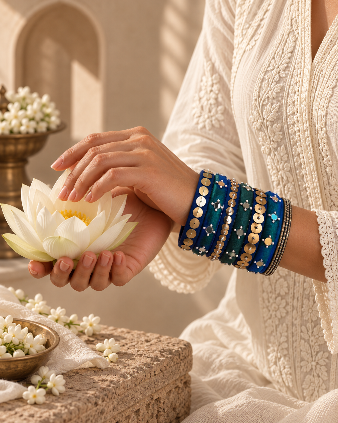 Ocean Blue Mirror Bangles