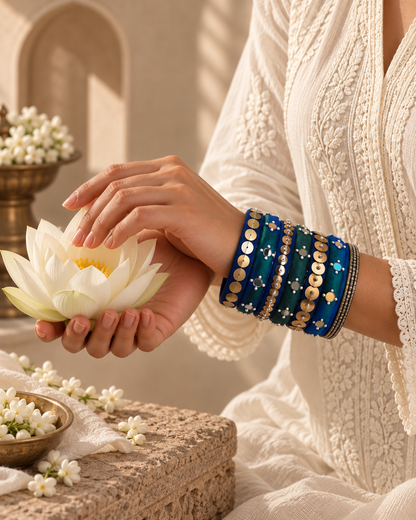 Ocean Blue Mirror Bangles