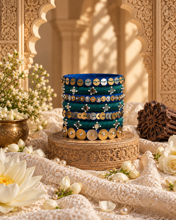 Ocean Blue Mirror Bangles