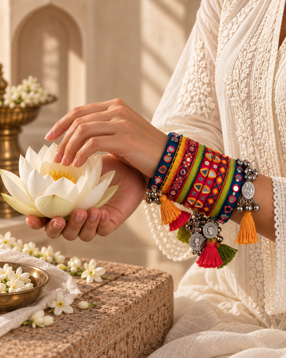 mirror Work, Coin Charms & Tassel Navratri Bangles