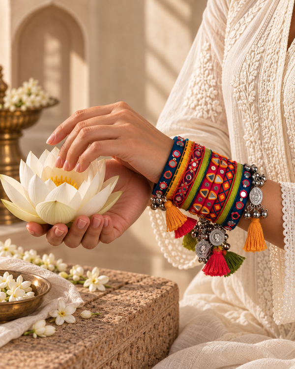 mirror Work, Coin Charms & Tassel Navratri Bangles