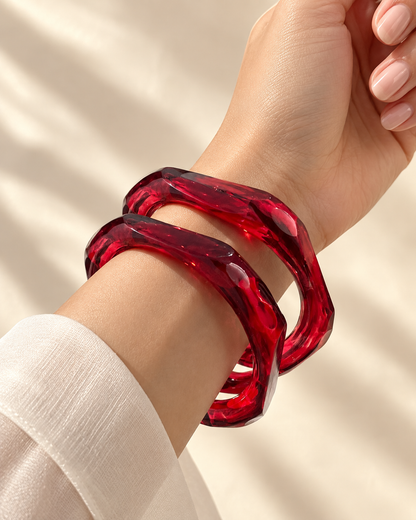 Crimson Crystal Glass Kada