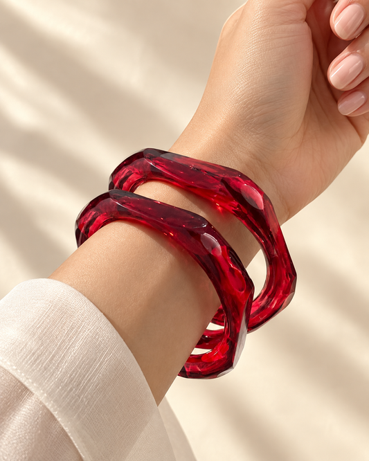 Crimson Crystal Glass Kada