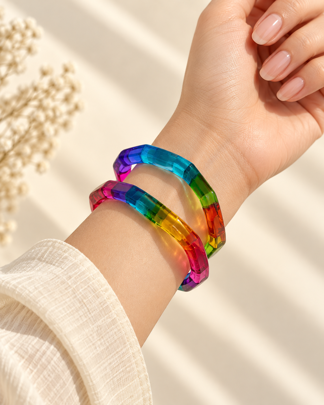 Rainbow Crystal Glass Kada