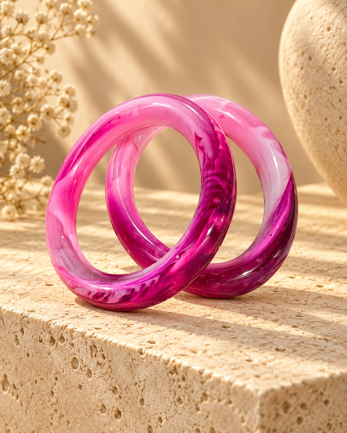 Blush Bloom Glass Bangles