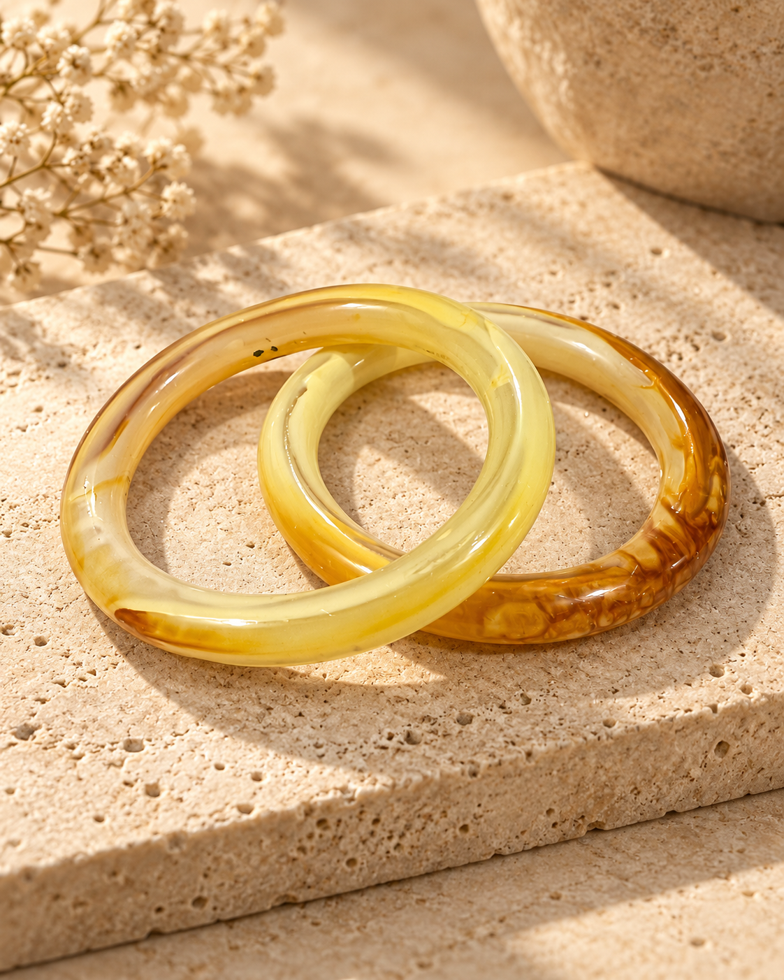 Golden Amber Glass Bangles