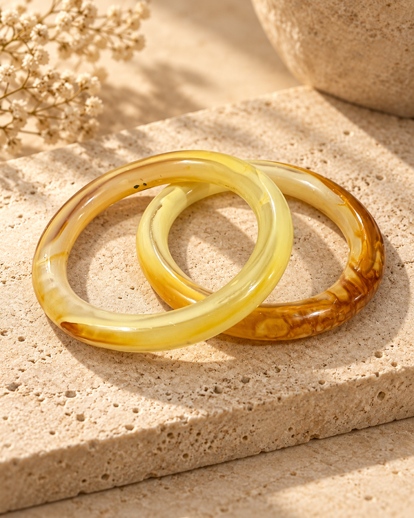 Golden Amber Glass Bangles