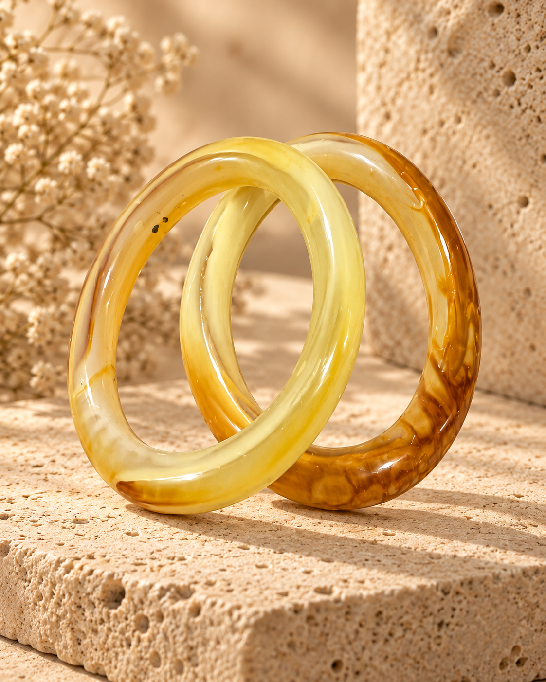 Golden Amber Glass Bangles