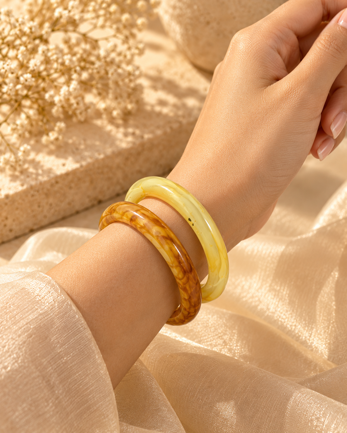 Golden Amber Glass Bangles