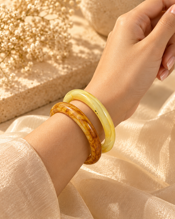 Golden Amber Glass Bangles