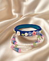 Blue Blossom Floral Beaded Bangle Set