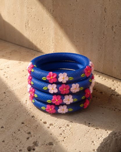 Blue Blossom Garden Bangle Set