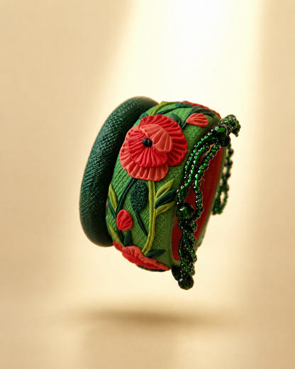Scarlet Poppy Garden Bangle Set