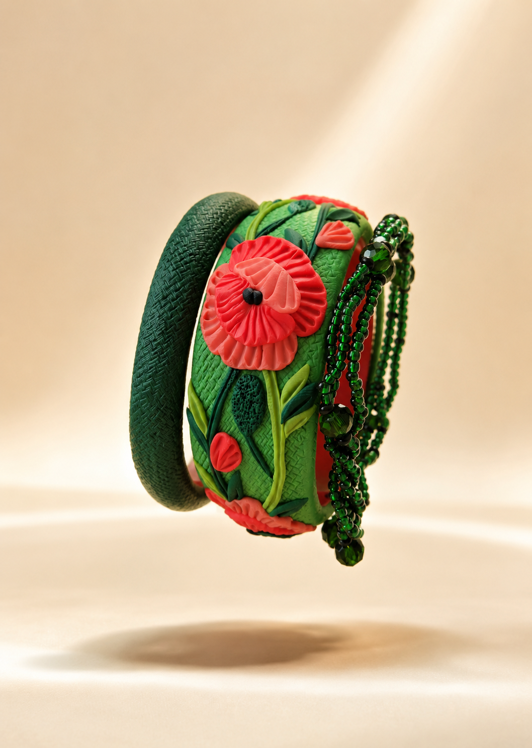 Scarlet Poppy Garden Bangle Set
