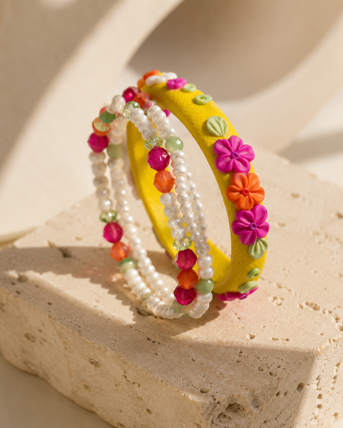 Sunshine Pop Florals Bangle Set