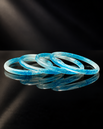 Turquoise Marble Glass Bangles – Ocean Blue