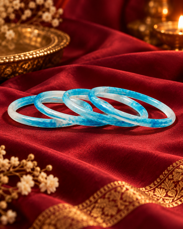 Turquoise Marble Glass Bangles – Ocean Blue