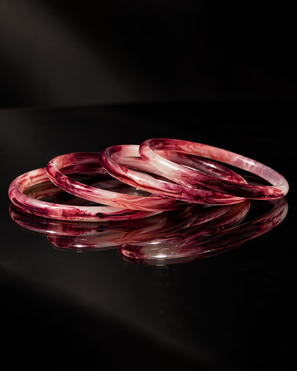 Ruby Rose Marble Glass Bangles – Pink & Wine