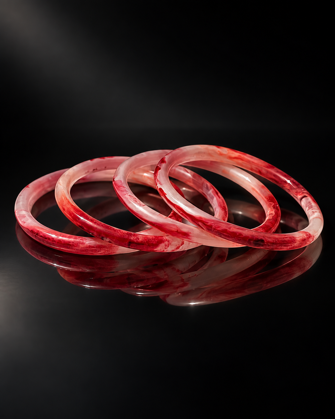 Crimson Blush Glass Bangles – Red & Rose