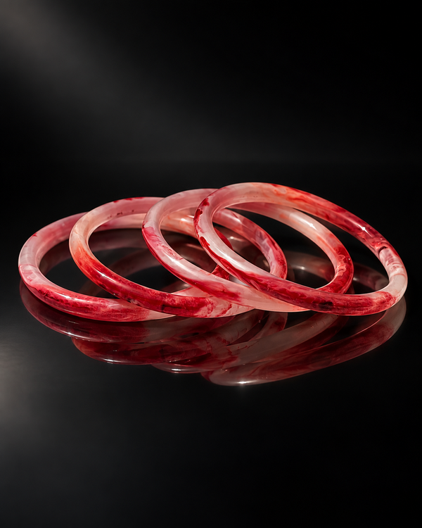 Crimson Blush Glass Bangles – Red & Rose