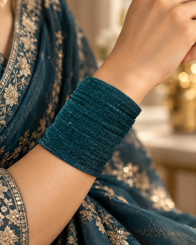 Midnight Teal Sparkle Velvet Bangles