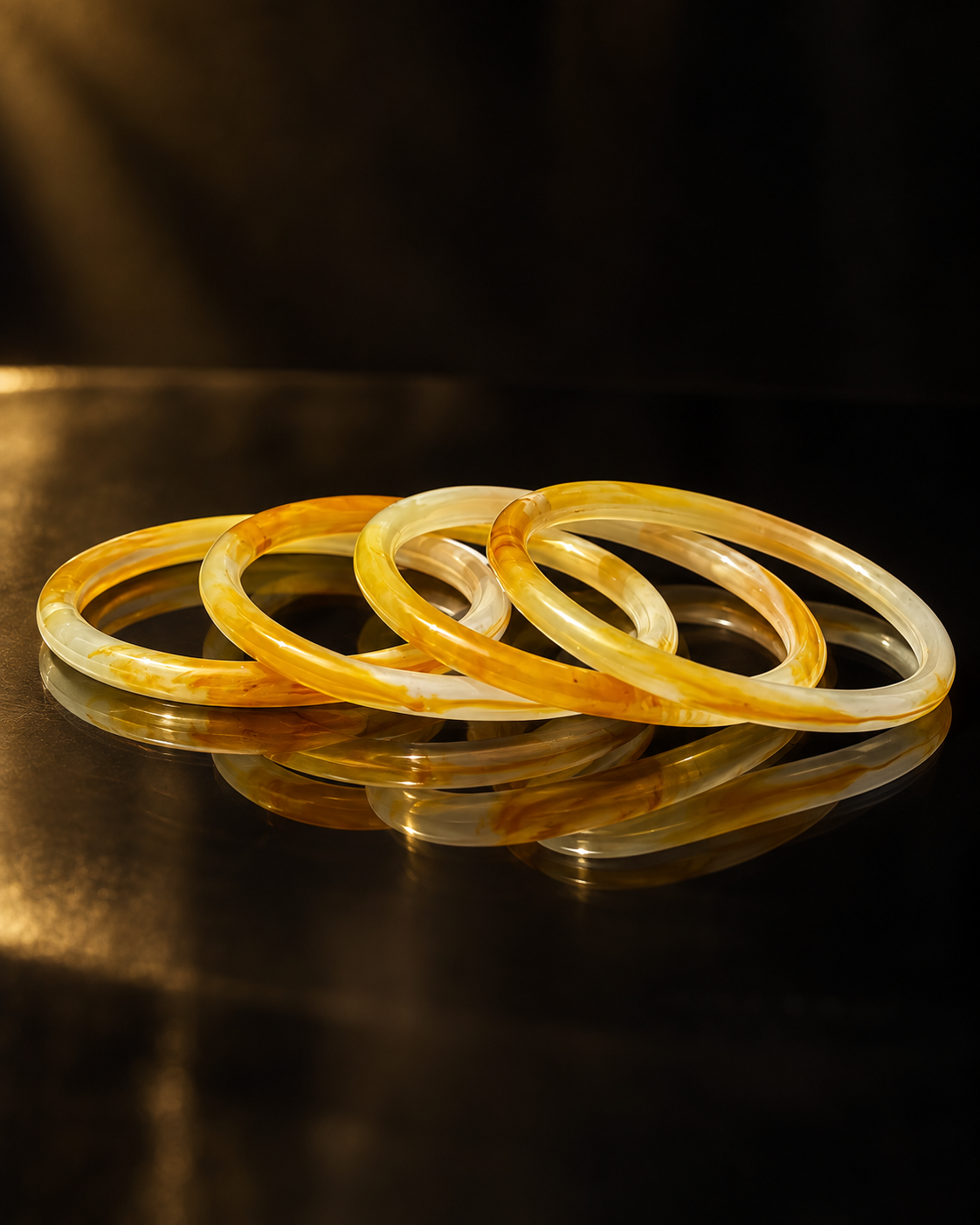 Golden Amber Glass Bangles – Honey Glow